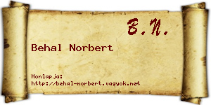 Behal Norbert névjegykártya